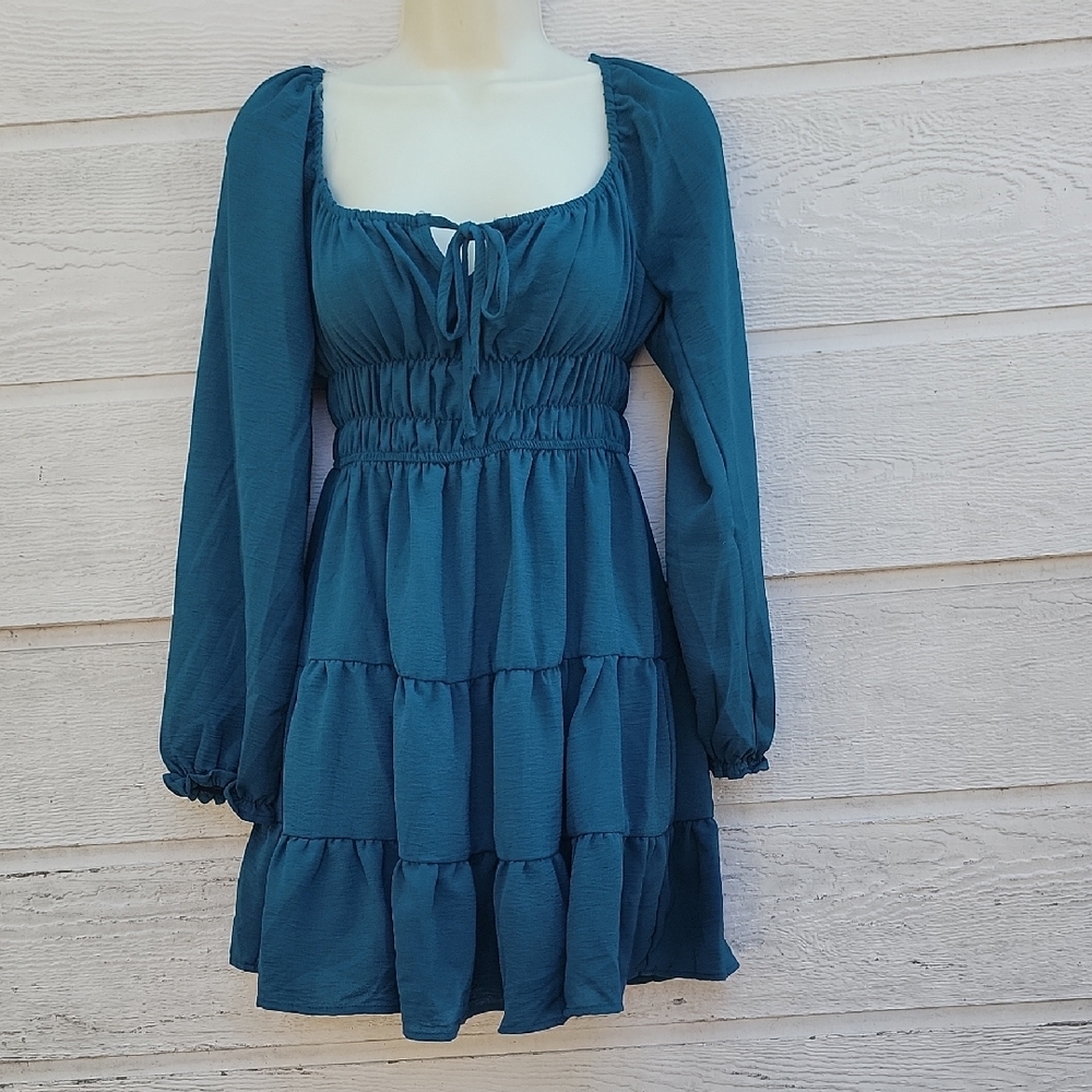 Liberty Love Teal Long Sleeve Dress Size S - Picture 2 of 13